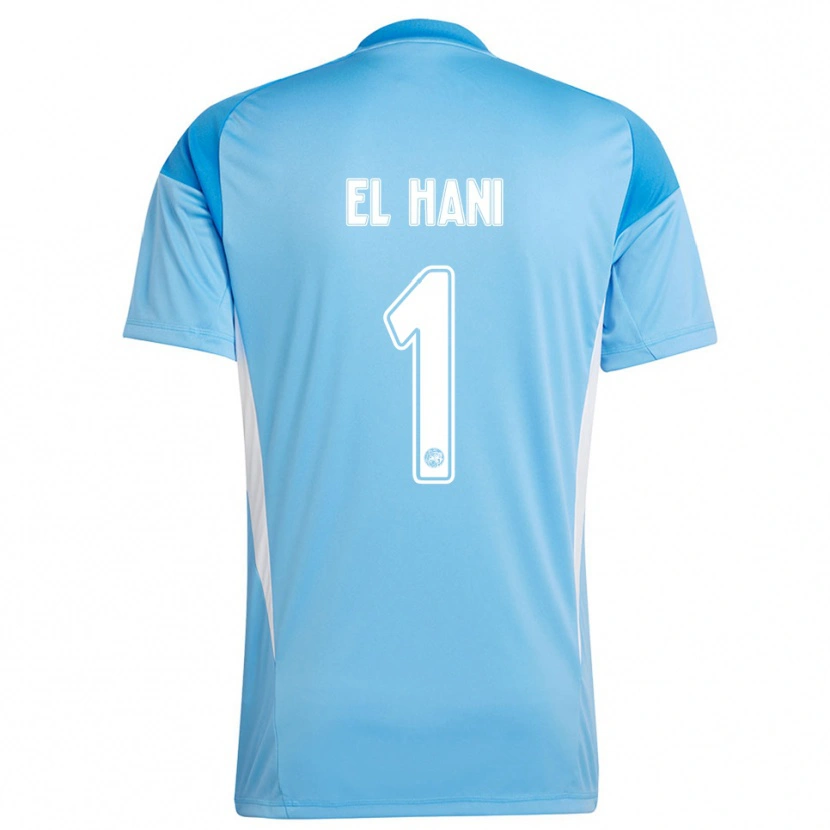 Danxen Mujer Camiseta Aymean el Hani #1 Azul Claro Blanco Portero Equipación 2025/26 La Camisa México
