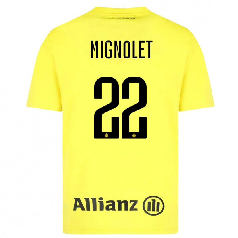 Danxen Mujer Camiseta Simon Mignolet #22 Amarillo Negro Portero Equipación 2025/26 La Camisa México