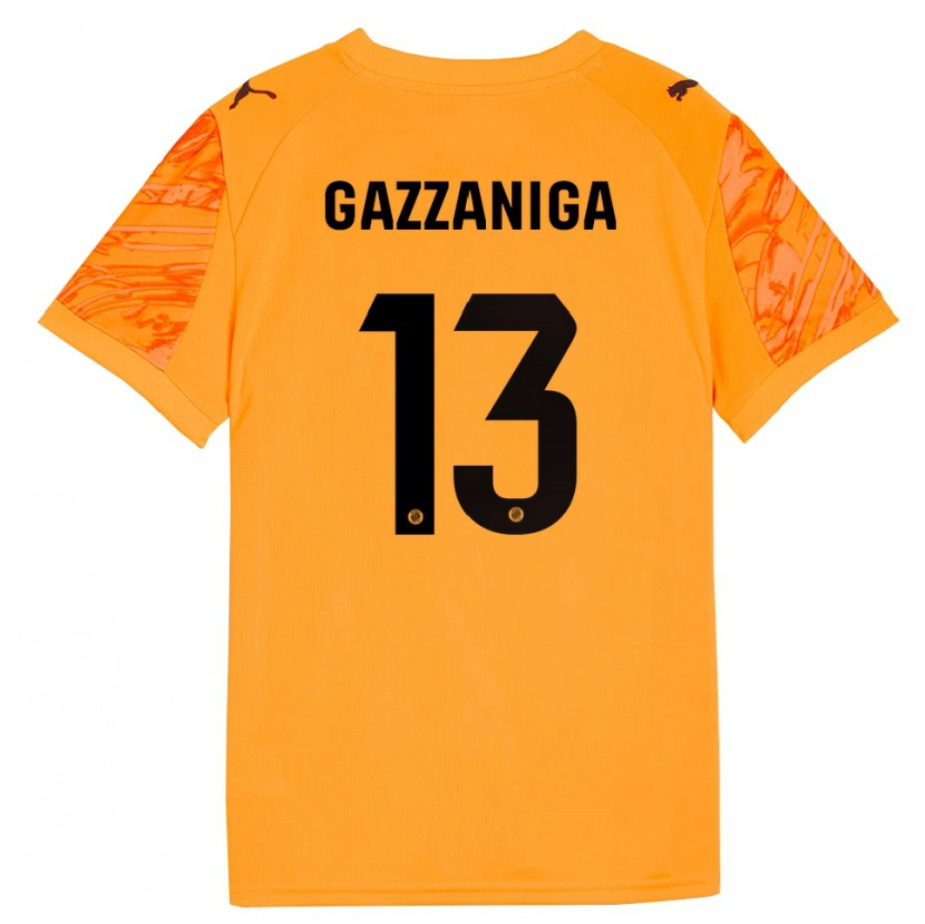 Danxen Mujer Camiseta Paulo Gazzaniga #13 Naranja Negro Portero Equipación 2025/26 La Camisa México