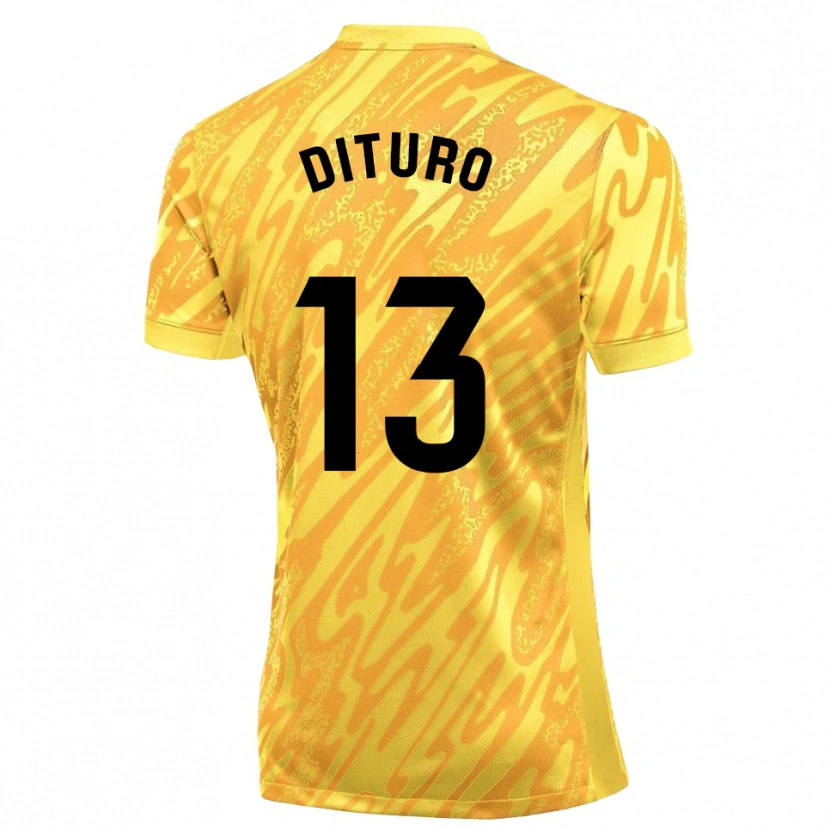 Danxen Mujer Camiseta Matías Dituro #13 Amarillo Negro Portero Equipación 2025/26 La Camisa México