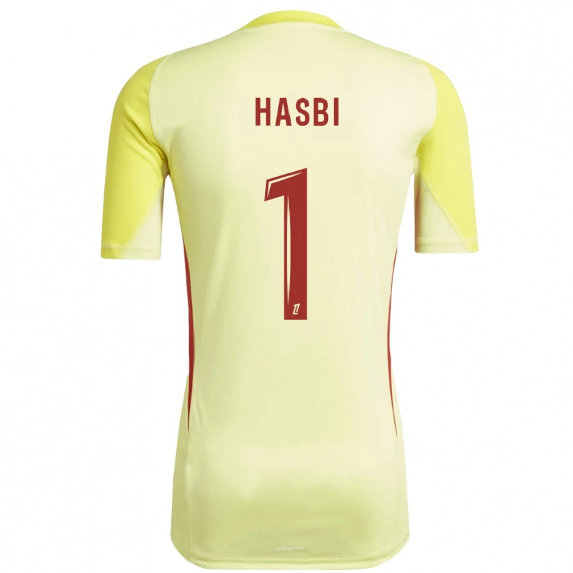 Danxen Mujer Camiseta Walid Hasbi #1 Amarillo Rojo Claro Portero Equipación 2025/26 La Camisa México