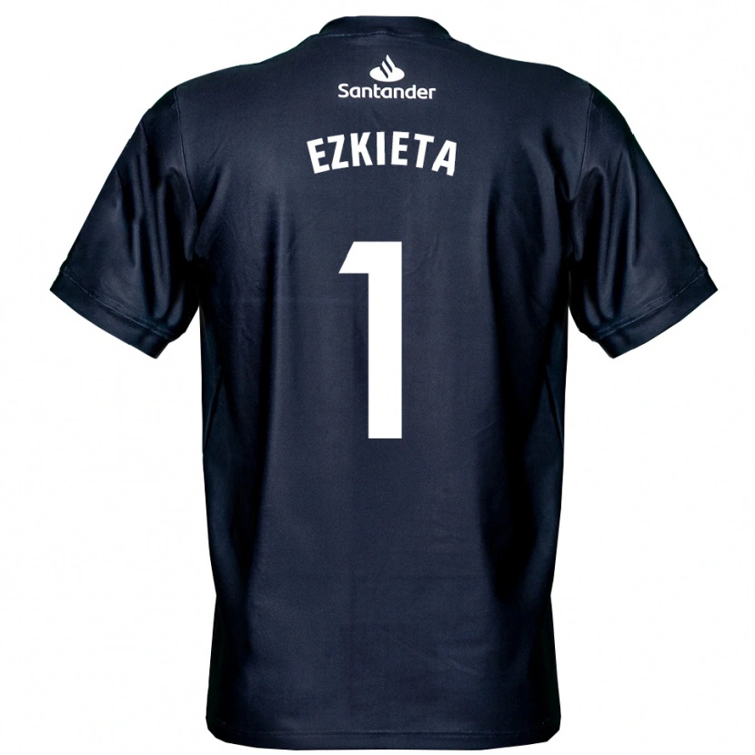 Danxen Mujer Camiseta Jokin Ezkieta #1 Blanco Azul Medianoche Portero Equipación 2025/26 La Camisa México