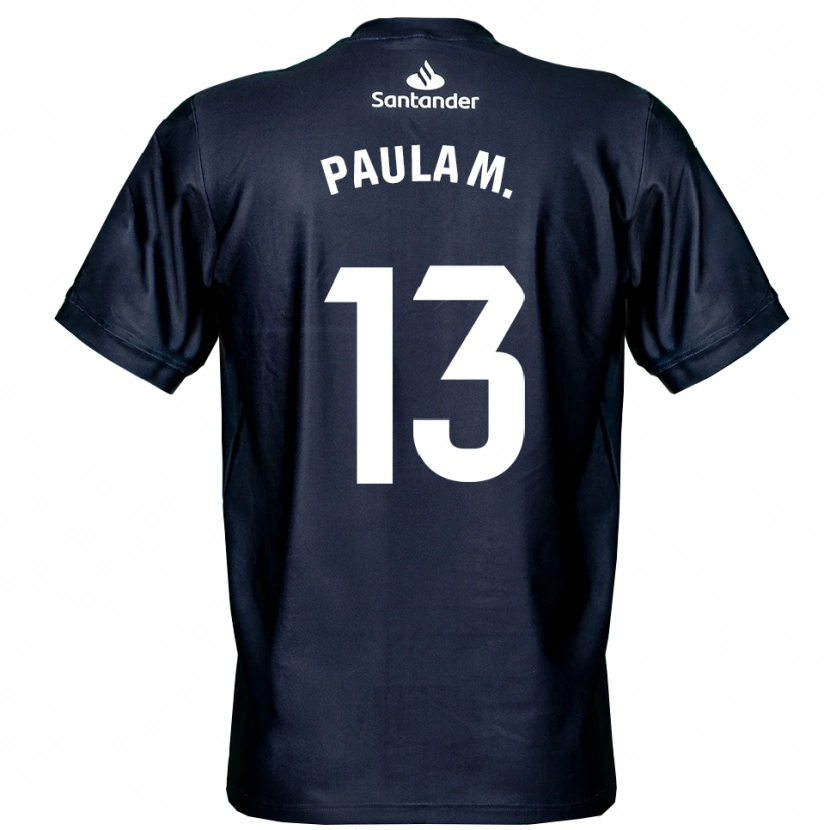 Danxen Mujer Camiseta Paula Muñoz Álvarez #13 Blanco Azul Medianoche Portero Equipación 2025/26 La Camisa México
