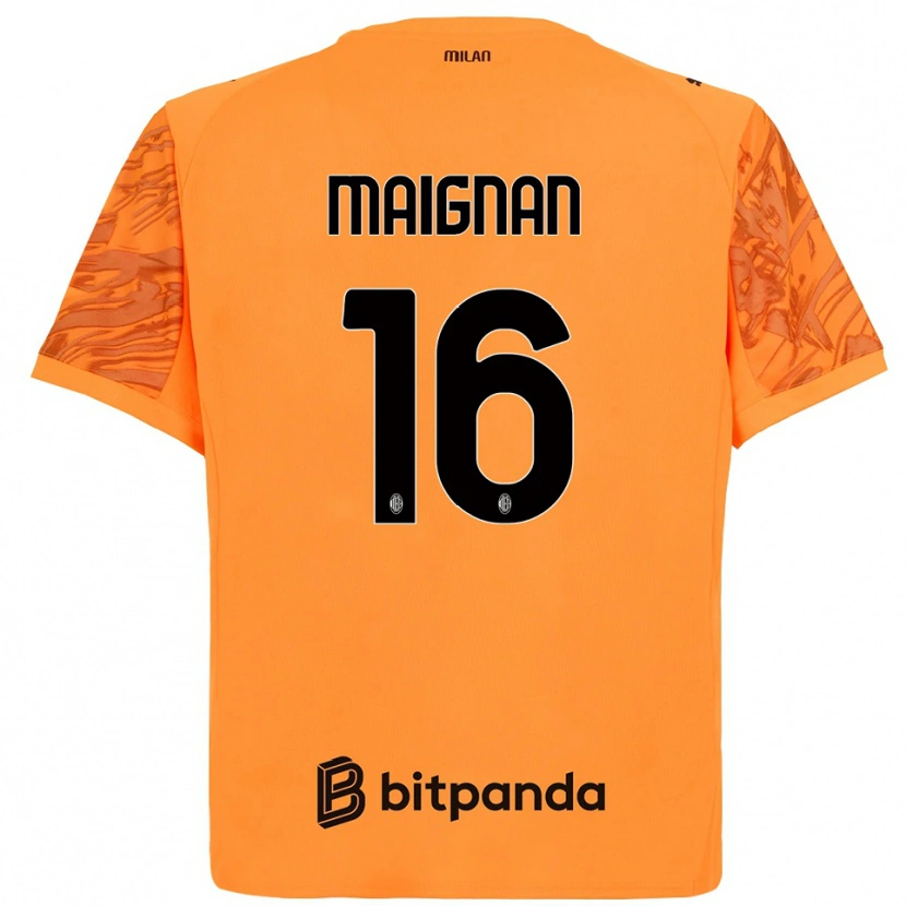Danxen Mujer Camiseta Mike Maignan #16 Naranja Amarillo Negro Portero Equipación 2025/26 La Camisa México
