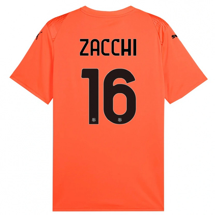 Danxen Mujer Camiseta Gioele Zacchi #16 Naranja Negro Portero Equipación 2025/26 La Camisa México