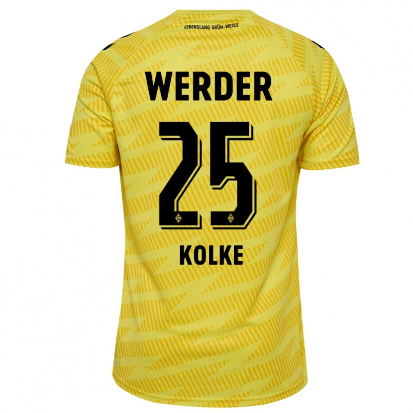 Danxen Mujer Camiseta Markus Kolke #25 Amarillo Negro Portero Equipación 2025/26 La Camisa México