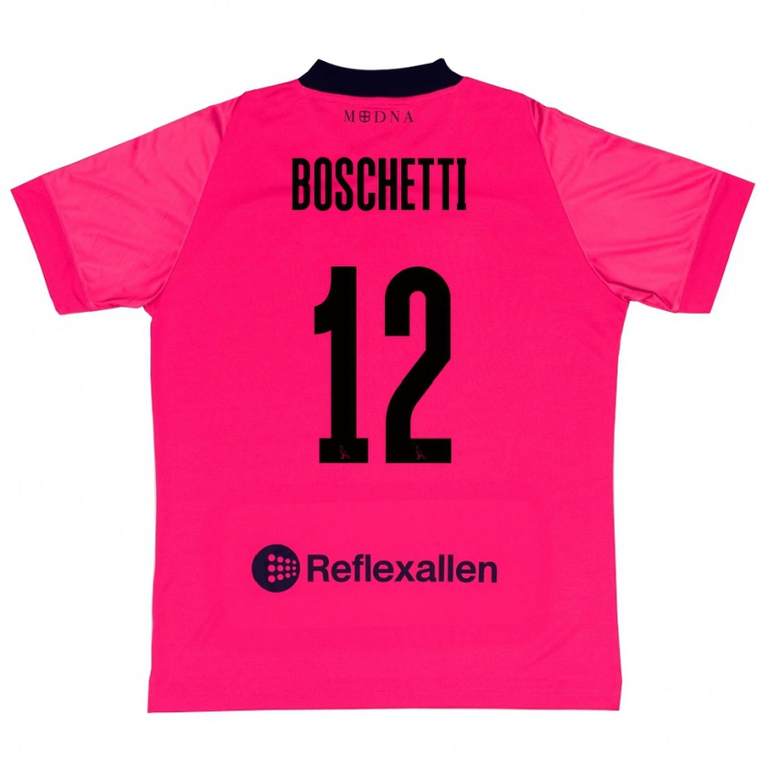 Danxen Mujer Camiseta Matteo Boschetti #12 Rosa Intenso Negro Portero Equipación 2025/26 La Camisa México