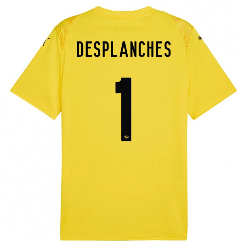 Danxen Mujer Camiseta Sebastiano Desplanches #1 Amarillo Negro Portero Equipación 2025/26 La Camisa México