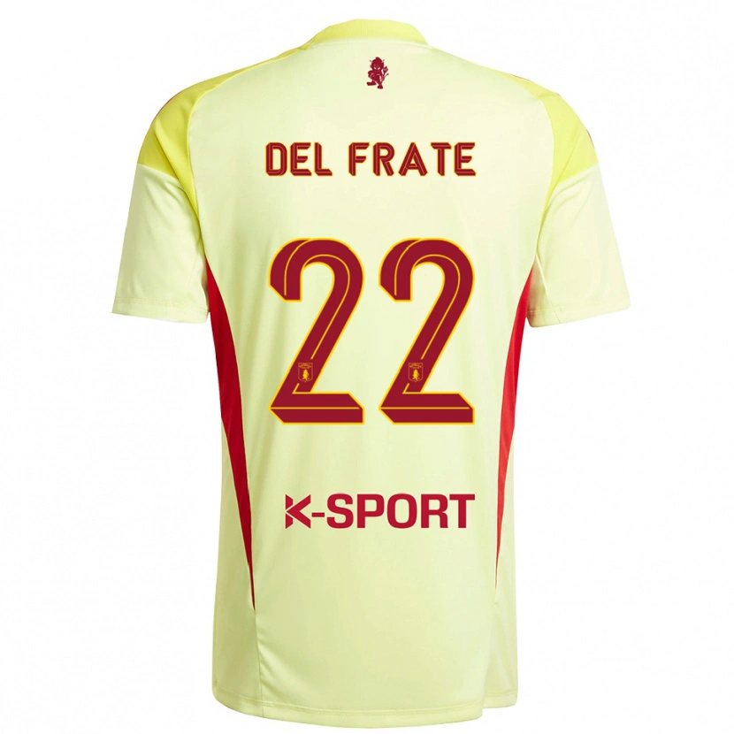 Danxen Mujer Camiseta Federico Del Frate #22 Amarillo Claro Rojo Portero Equipación 2025/26 La Camisa México