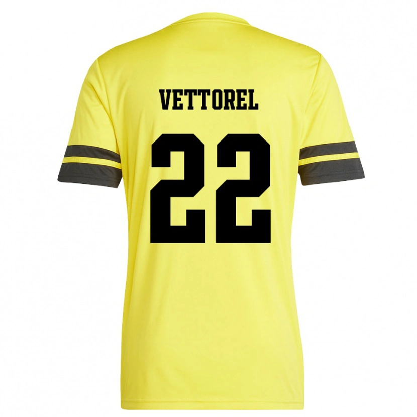 Danxen Mujer Camiseta Thomas Vettorel #22 Amarillo Negro Portero Equipación 2025/26 La Camisa México