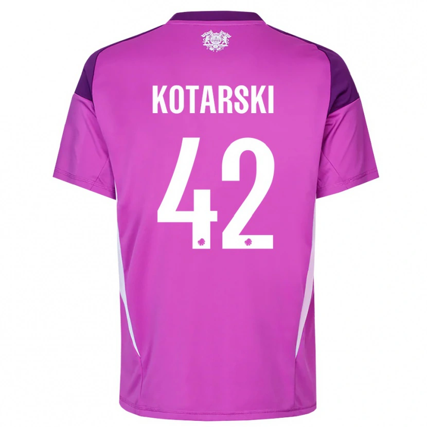 Danxen Mujer Camiseta Dominik Kotarski #42 Lila Morado Blanco Portero Equipación 2025/26 La Camisa México