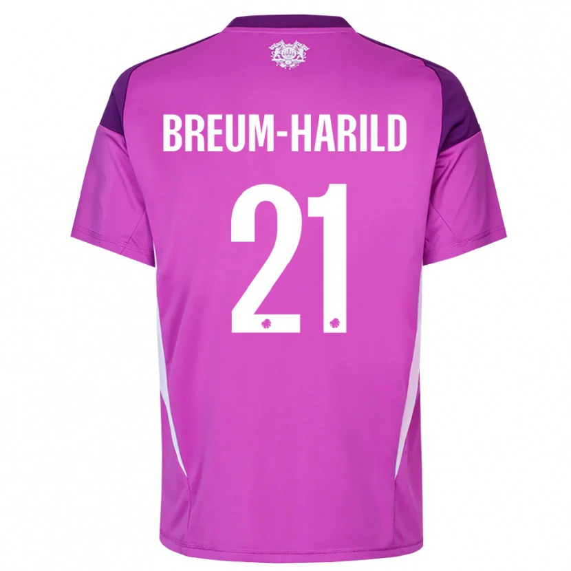 Danxen Mujer Camiseta Tobias Breum-Harild #21 Lila Morado Blanco Portero Equipación 2025/26 La Camisa México