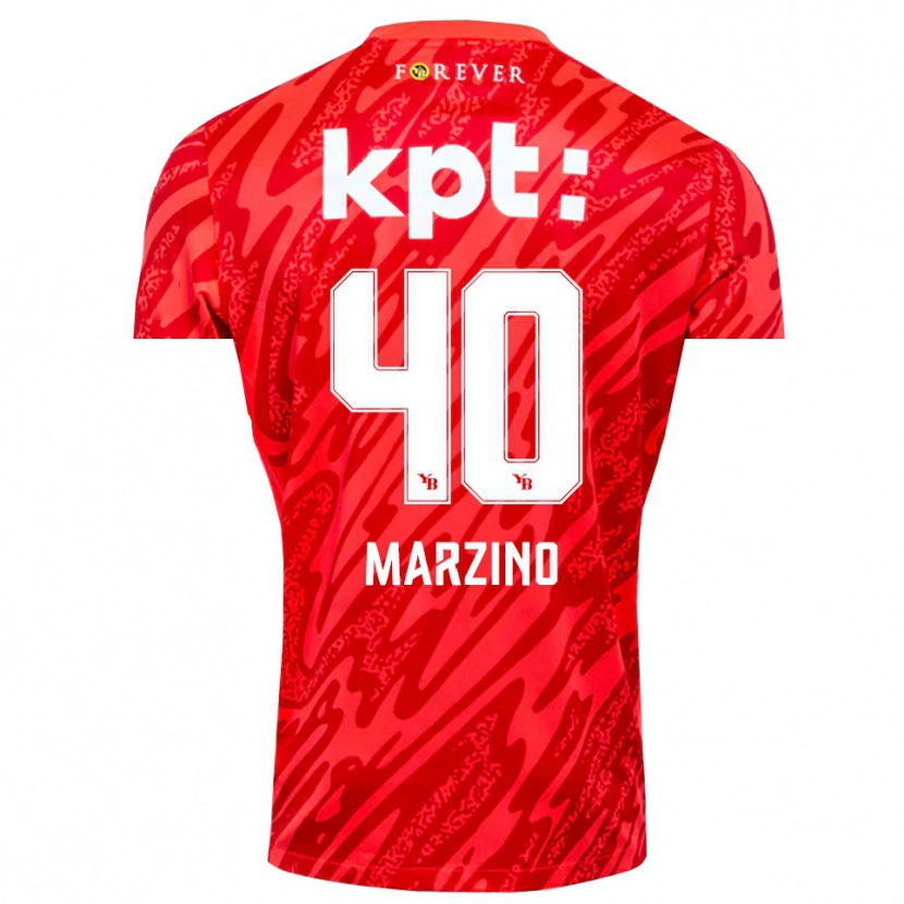 Danxen Mujer Camiseta Dario Marzino #40 Rojo Blanco Portero Equipación 2025/26 La Camisa México