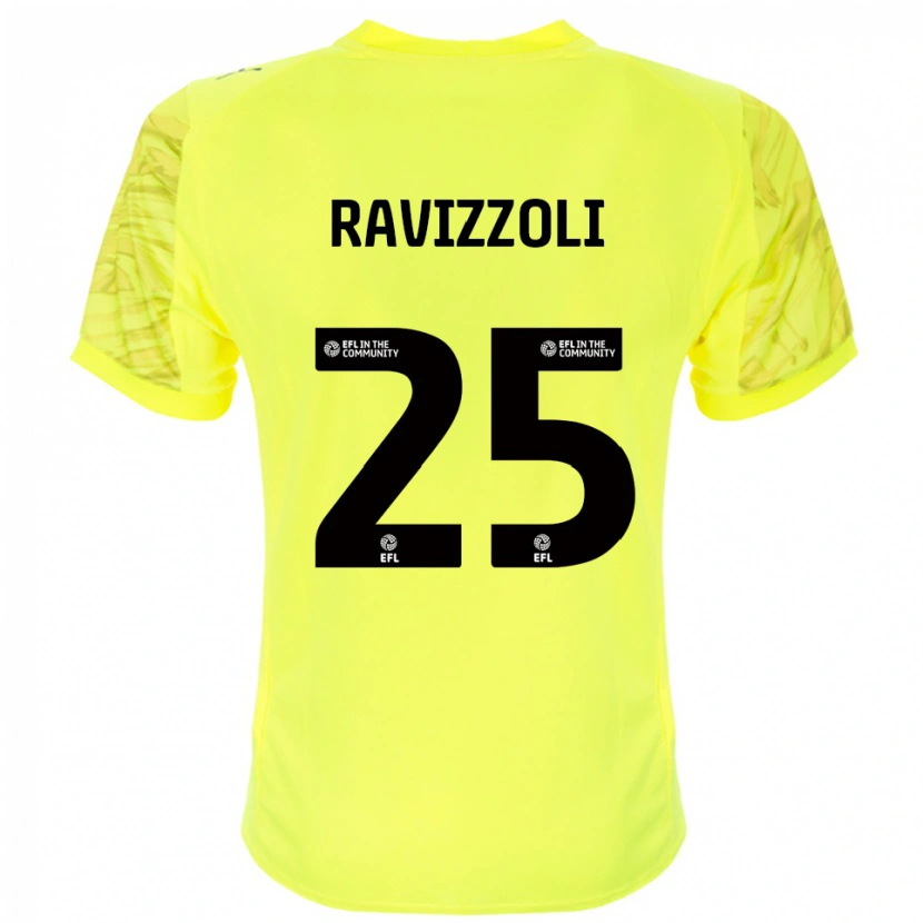Danxen Mujer Camiseta Franco Ravizzoli #25 Negro Amarillo Portero Equipación 2025/26 La Camisa México