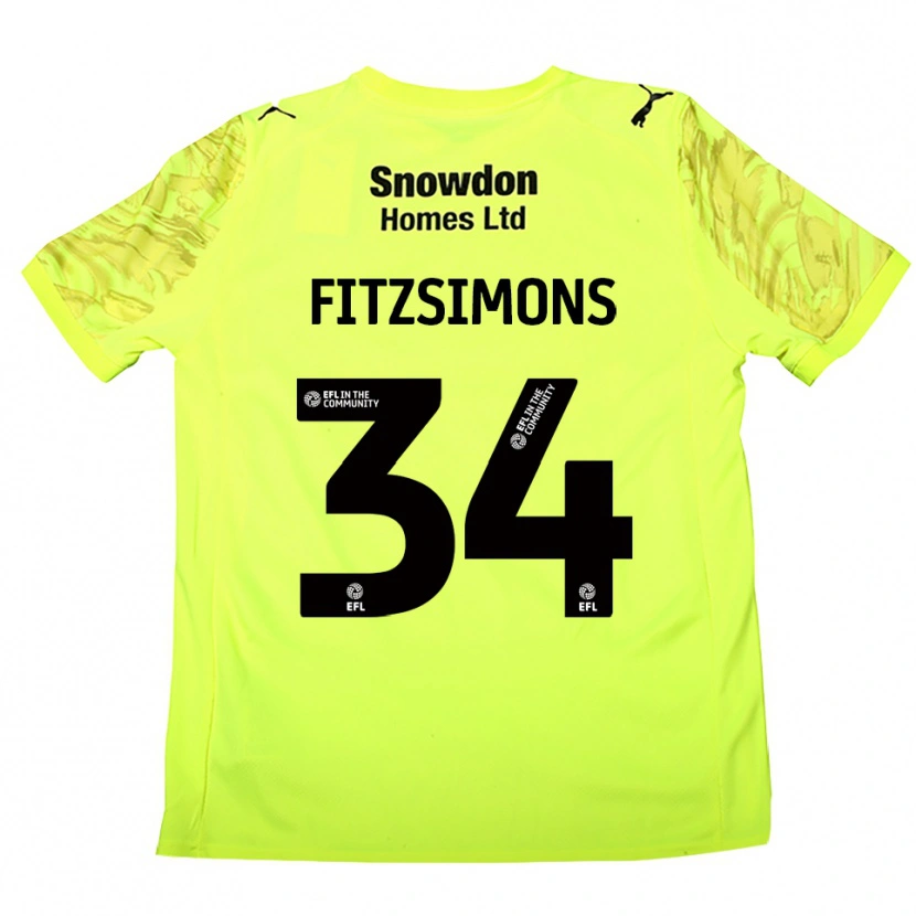 Danxen Mujer Camiseta Ross Fitzsimons #34 Verde Fluorescente Portero Equipación 2025/26 La Camisa México