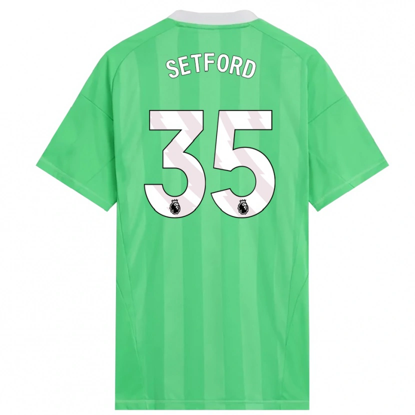 Danxen Mujer Camiseta Tommy Setford #35 Verde Claro Blanco Portero Equipación 2025/26 La Camisa México