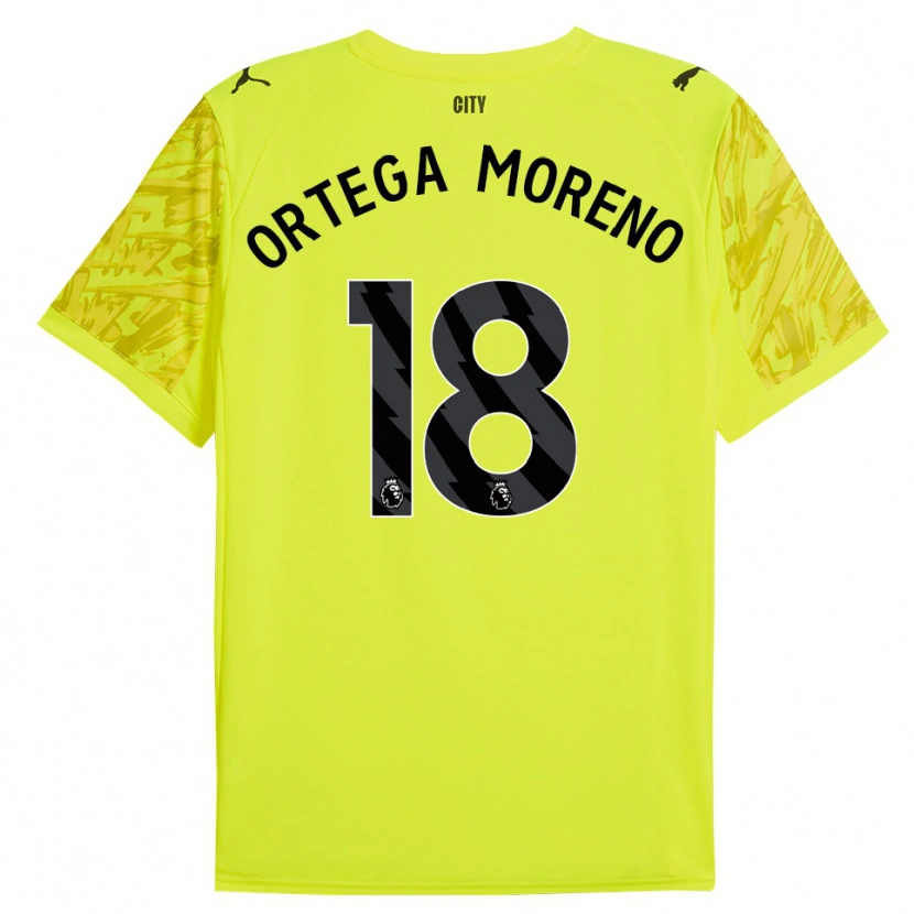 Danxen Mujer Camiseta Stefan Ortega #18 Amarillo Naranja Negro Portero Equipación 2025/26 La Camisa México