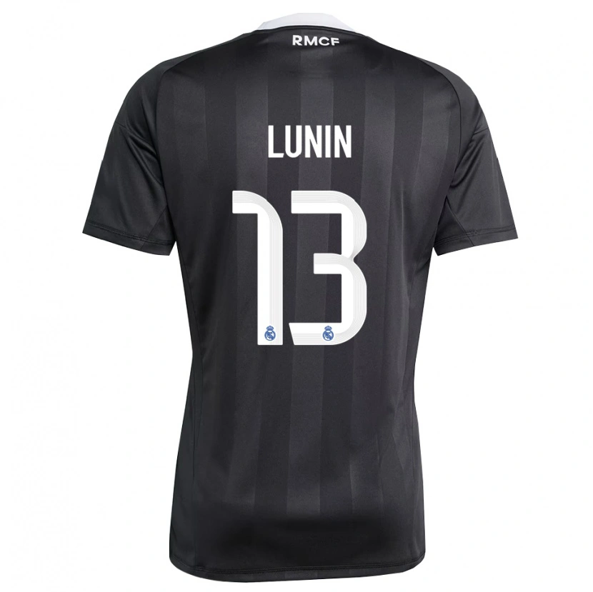 Danxen Mujer Camiseta Andriy Lunin #13 Negro Blanco Portero Equipación 2025/26 La Camisa México
