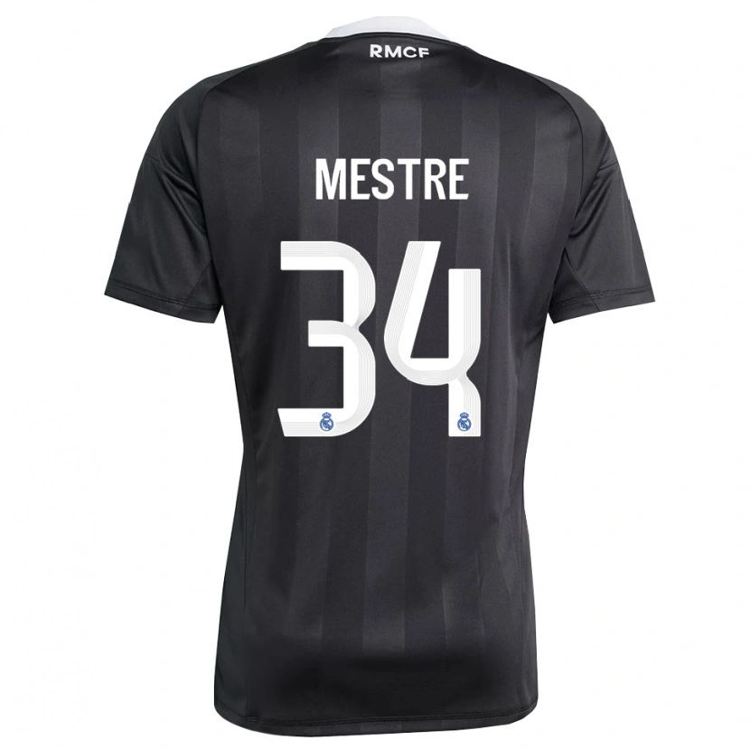 Danxen Mujer Camiseta Sergio Mestre #34 Negro Blanco Portero Equipación 2025/26 La Camisa México