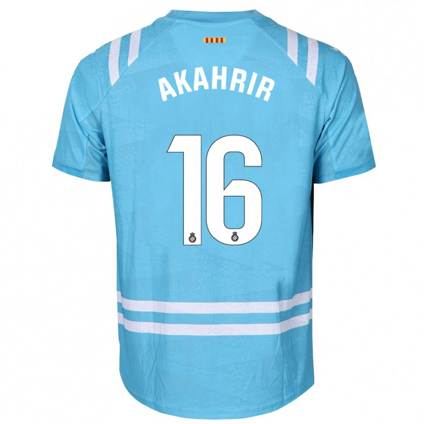 Danxen Mujer Camiseta Mohamed Akahrir #16 Blanco Azul Claro Portero Equipación 2025/26 La Camisa México