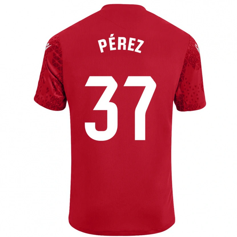 Danxen Mujer Camiseta David Pérez #37 Rojo Blanco Portero Equipación 2025/26 La Camisa México
