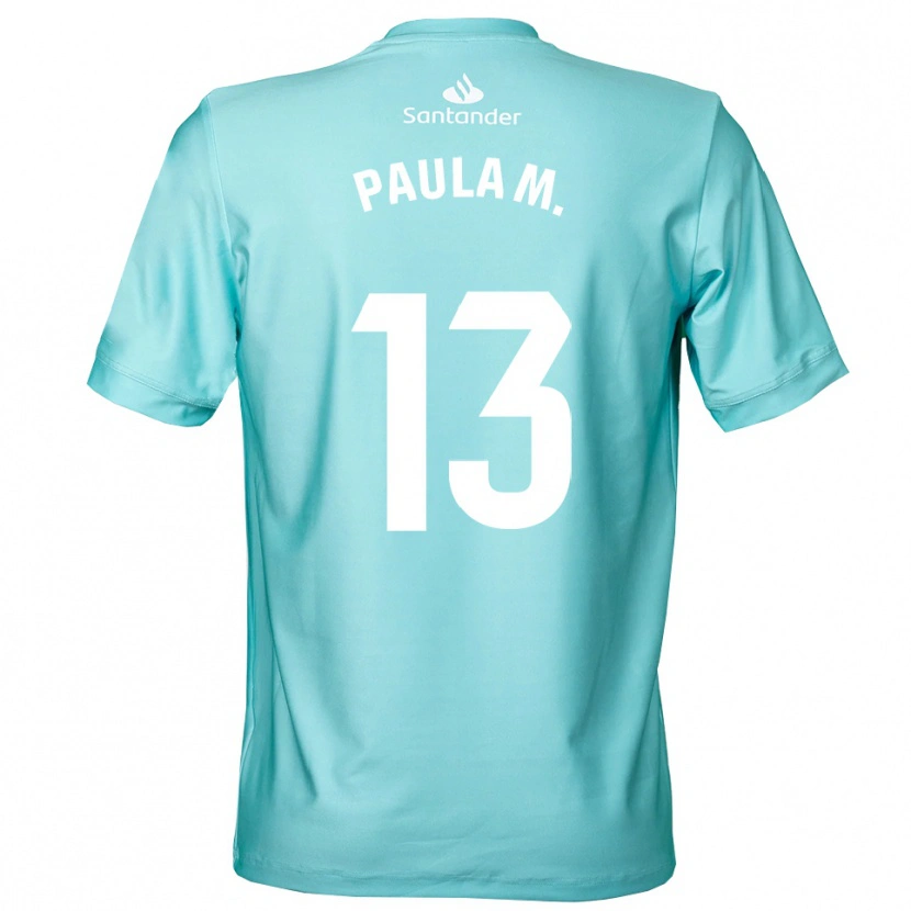 Danxen Mujer Camiseta Paula Muñoz Álvarez #13 Blanco Cian Claro Portero Equipación 2025/26 La Camisa México