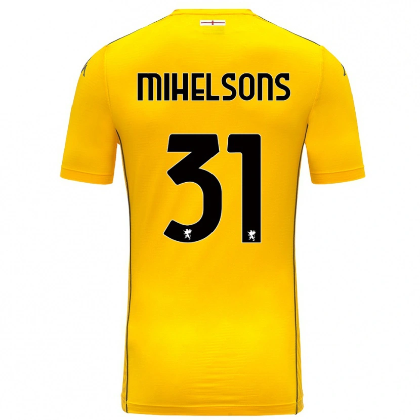 Danxen Mujer Camiseta Rendijs Mihelsons #31 Amarillo Oscuro Negro Portero Equipación 2025/26 La Camisa México