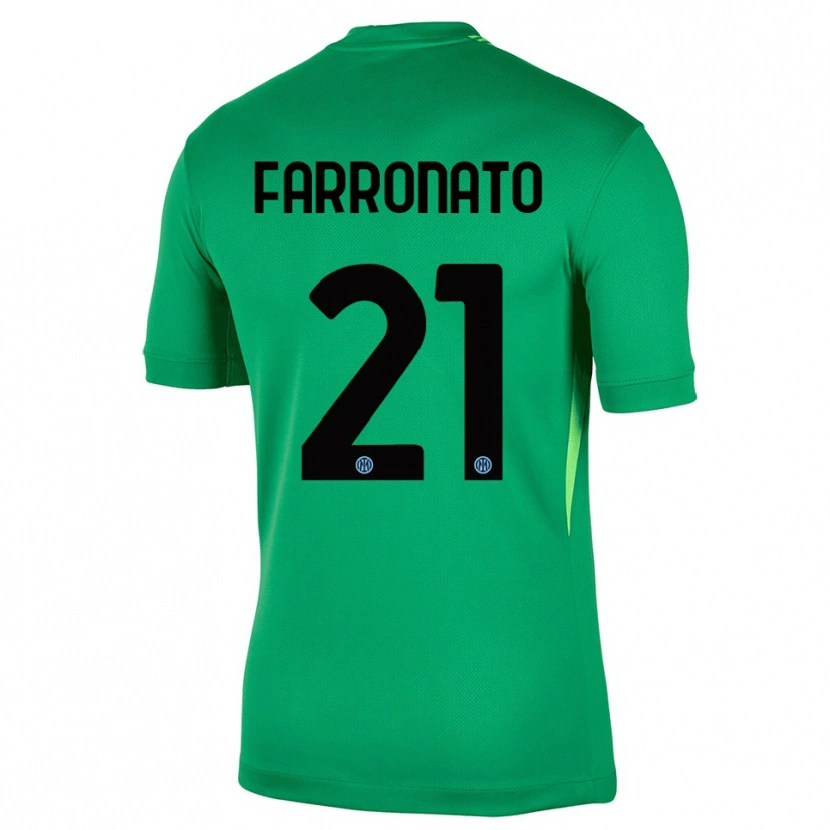 Danxen Mujer Camiseta Matteo Farronato #21 Verde Claro Negro Portero Equipación 2025/26 La Camisa México