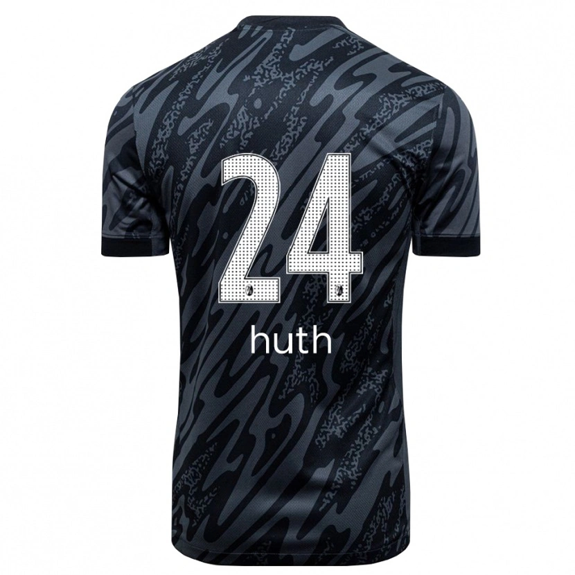 Danxen Mujer Camiseta Jannik Huth #24 Negro Blanco Portero Equipación 2025/26 La Camisa México