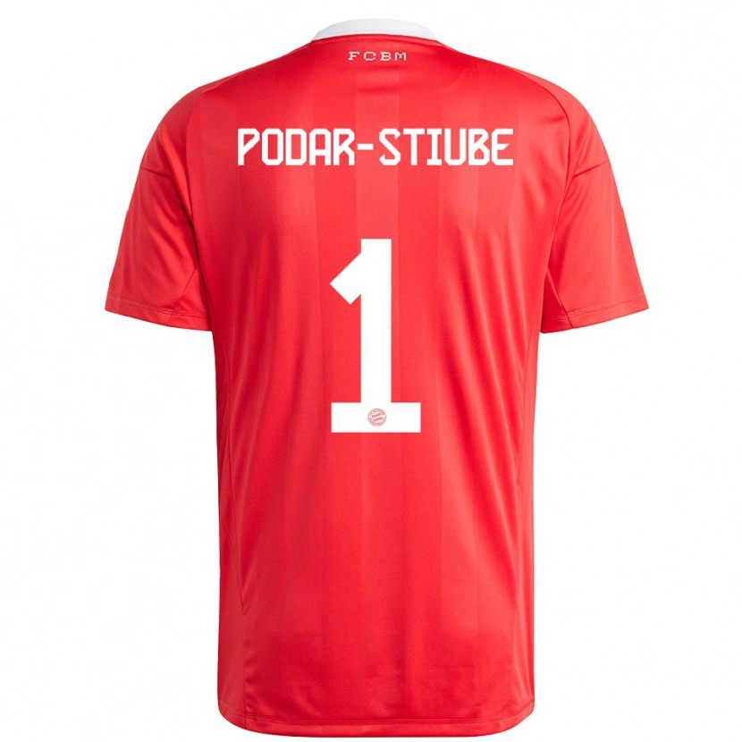 Danxen Mujer Camiseta David Podar-Stiube #1 Blanco Rojo Portero Equipación 2025/26 La Camisa México