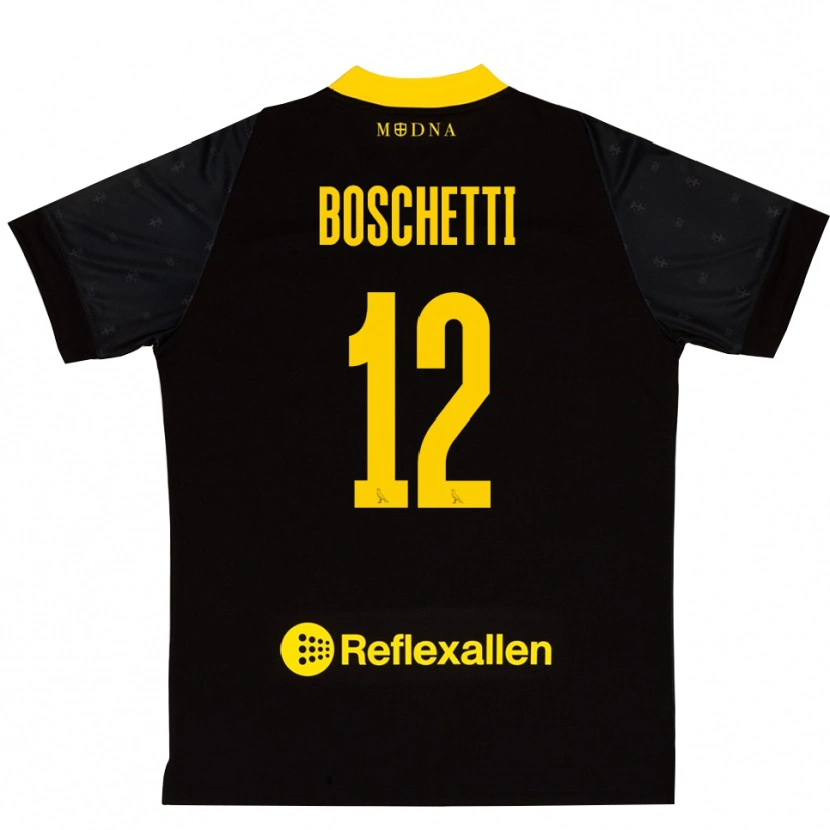 Danxen Mujer Camiseta Matteo Boschetti #12 Amarillo Negro Portero Equipación 2025/26 La Camisa México