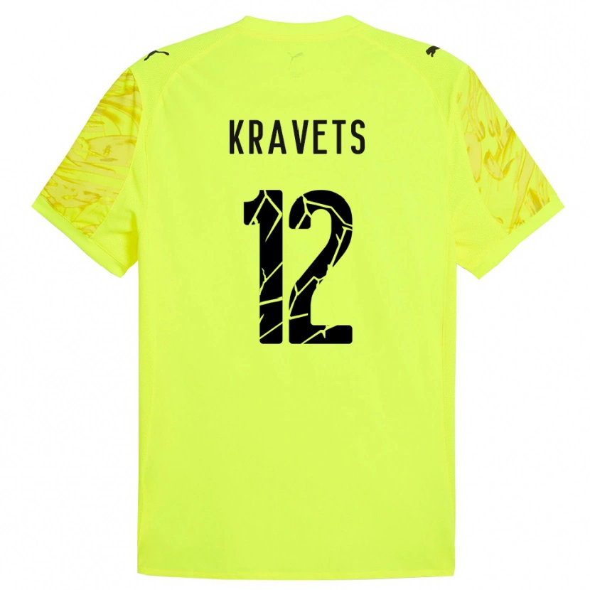 Danxen Mujer Camiseta Vladyslav Kravets #12 Verde Amarillo Portero Equipación 2025/26 La Camisa México