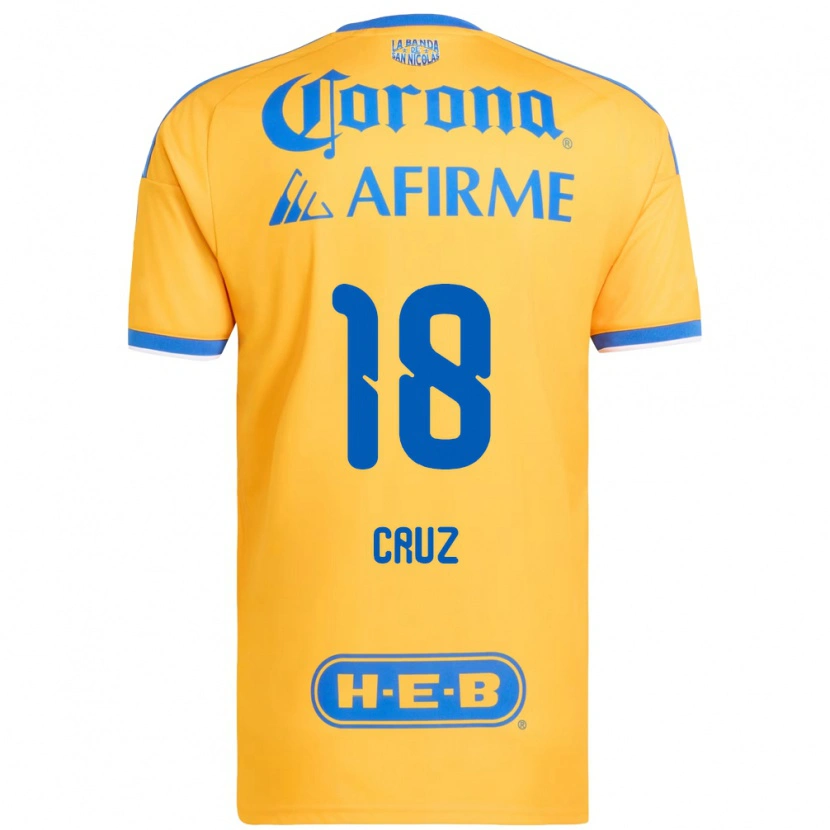Danxen Niño Camiseta Belen Cruz #18 Amarillo Azul 1ª Equipación 2026/27 La Camisa México