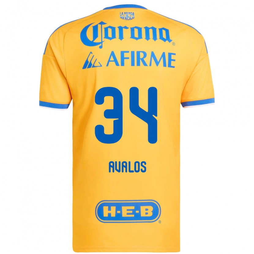 Danxen Niño Camiseta Erick Avalos #34 Amarillo Azul 1ª Equipación 2026/27 La Camisa México