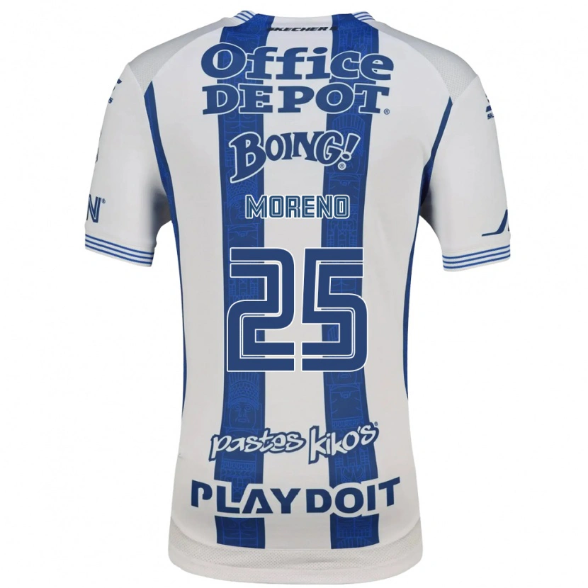 Danxen Niño Camiseta Carlos Moreno #25 Blanco Azul Marino 1ª Equipación 2026/27 La Camisa México