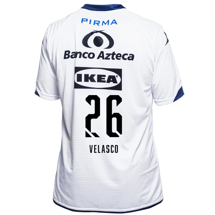 Danxen Niño Camiseta Kevin Velasco #26 Blanco Negro Azul 1ª Equipación 2026/27 La Camisa México