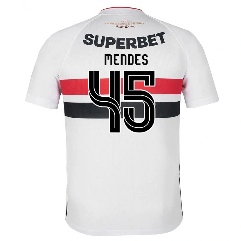 Danxen Niño Camiseta Nathan Mendes #45 Blanco Rojo Negro 1ª Equipación 2026/27 La Camisa México