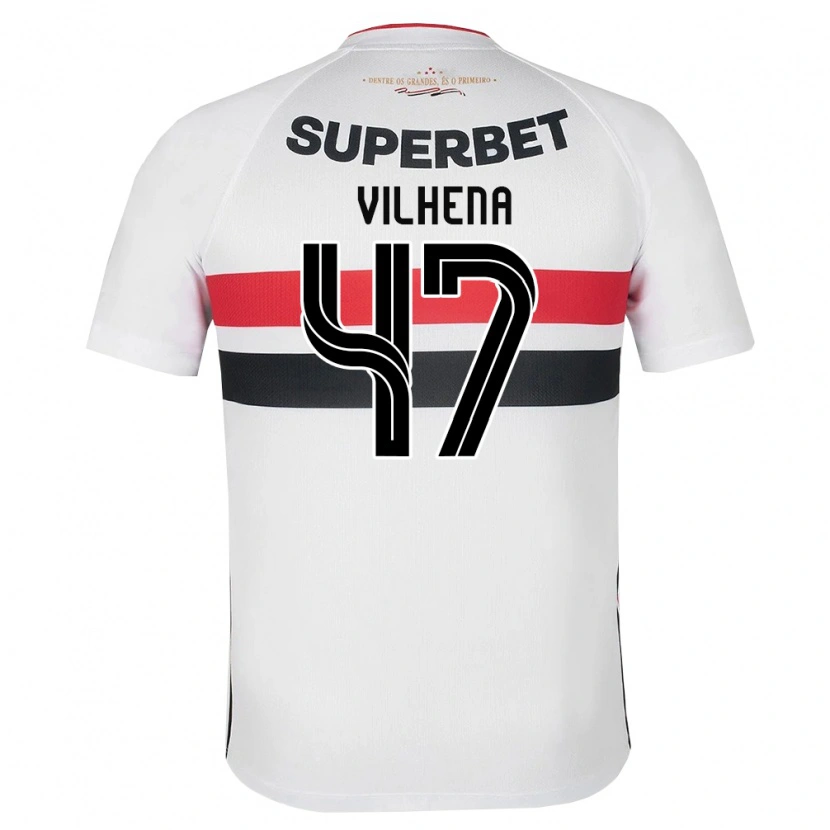 Danxen Niño Camiseta Pedro Vilhena #47 Blanco Rojo Negro 1ª Equipación 2026/27 La Camisa México