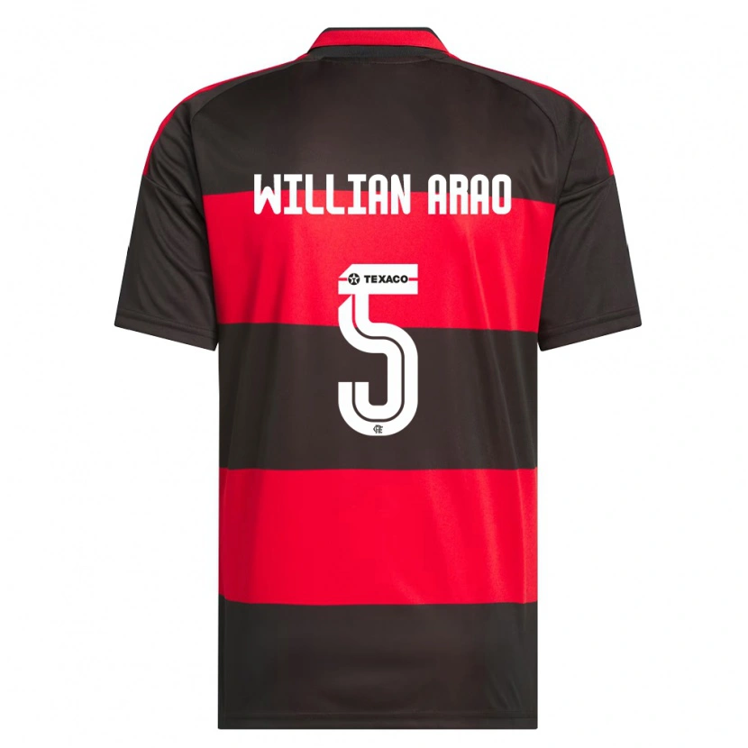 Danxen Niño Camiseta Willian Arao #5 Rojo Negro Blanco 1ª Equipación 2026/27 La Camisa México