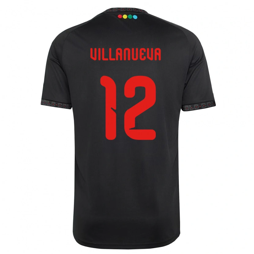 Danxen Niño Camiseta Eduardo Villanueva #12 Negro Rojo 2ª Equipación 2026/27 La Camisa México