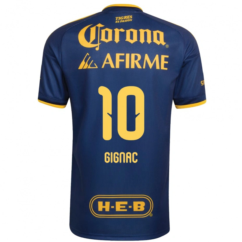 Danxen Niño Camiseta Andre-Pierre Gignac #10 Azul Real Amarillo 2ª Equipación 2026/27 La Camisa México