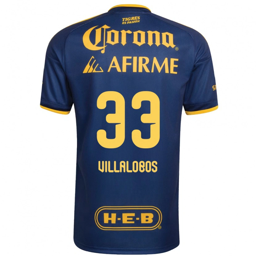Danxen Niño Camiseta Vania Villalobos #33 Azul Real Amarillo 2ª Equipación 2026/27 La Camisa México