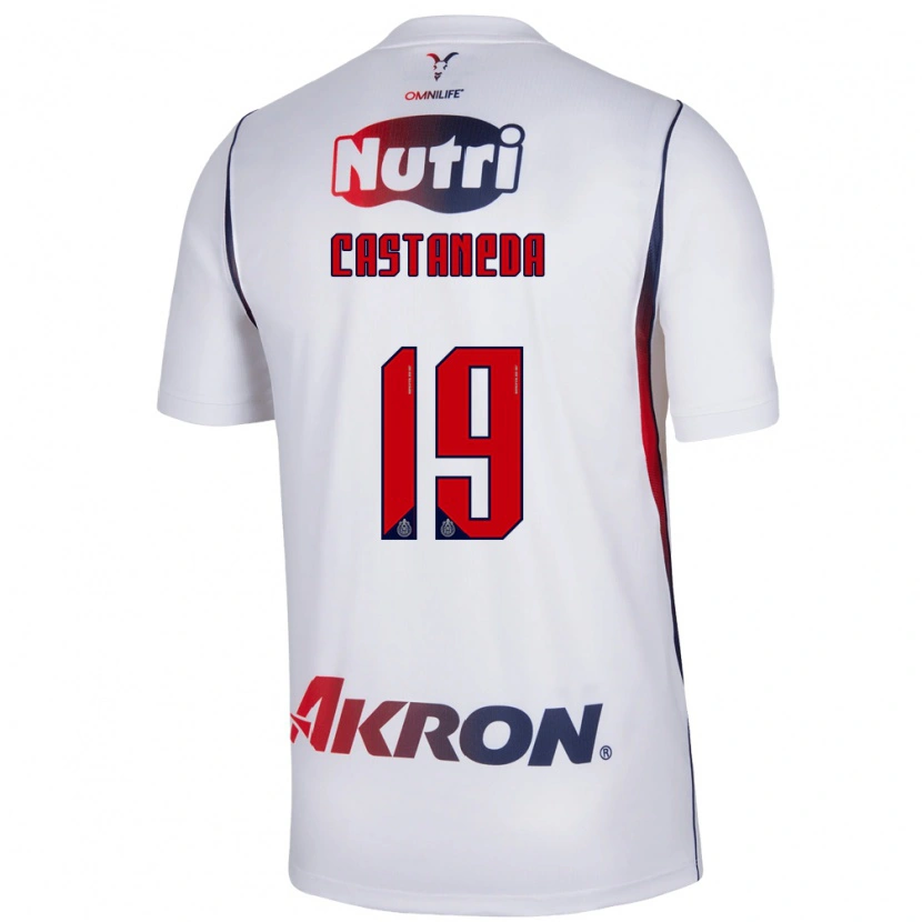 Danxen Niño Camiseta Kevin Castañeda #19 Blanco Azul Marino Rojo 2ª Equipación 2026/27 La Camisa México