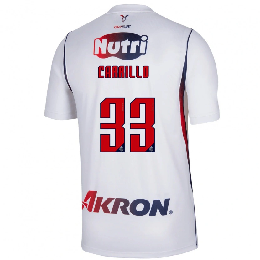 Danxen Niño Camiseta Jordán Carrillo #33 Blanco Azul Marino Rojo 2ª Equipación 2026/27 La Camisa México