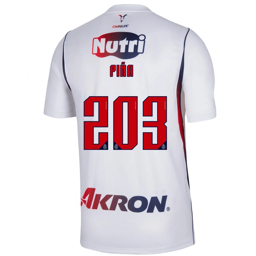 Danxen Niño Camiseta Fernando Piña #203 Blanco Azul Marino Rojo 2ª Equipación 2026/27 La Camisa México