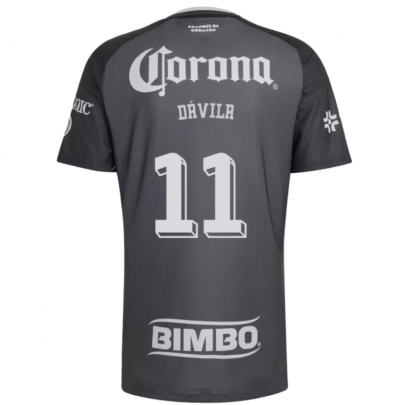 Danxen Niño Camiseta Víctor Dávila #11 Gris Blanco Negro 2ª Equipación 2026/27 La Camisa México