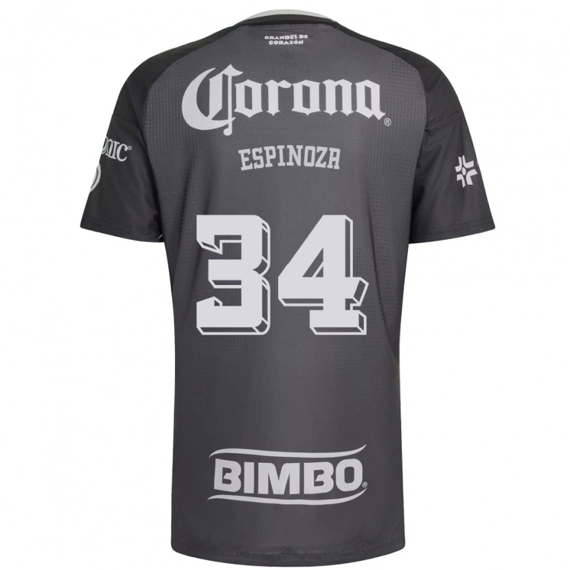 Danxen Niño Camiseta Dagoberto Espinoza #34 Gris Blanco Negro 2ª Equipación 2026/27 La Camisa México