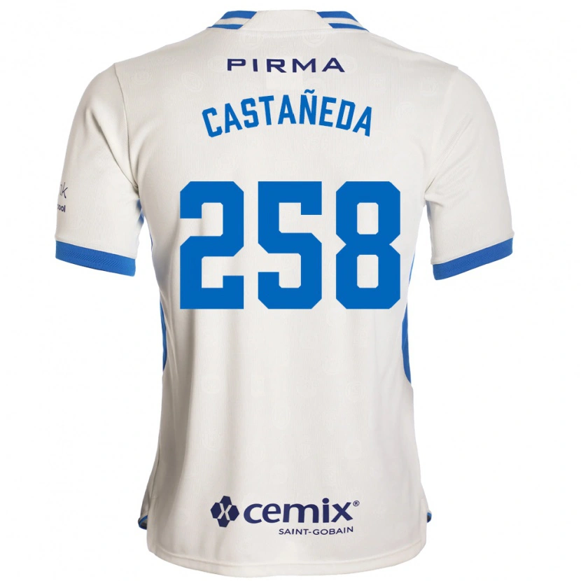 Danxen Niño Camiseta Emiliano Castañeda #258 Blanco Azul Rojo 2ª Equipación 2026/27 La Camisa México