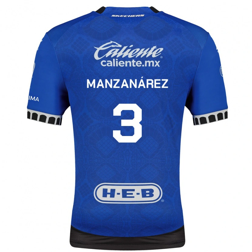 Danxen Niño Camiseta Óscar Manzanárez #3 Azul Real Blanco Negro 2ª Equipación 2026/27 La Camisa México