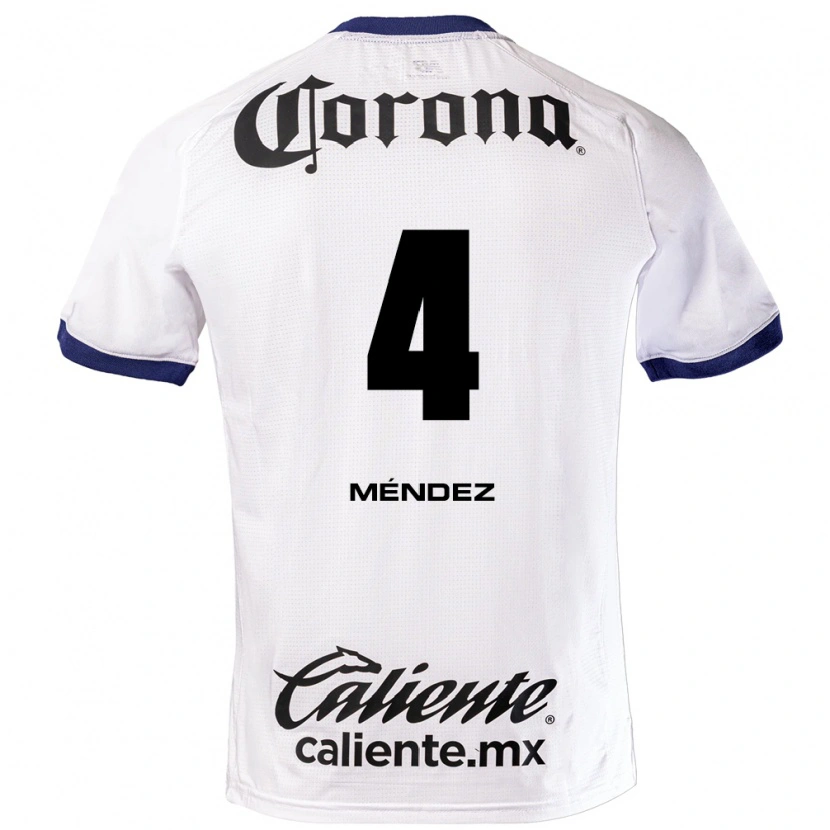 Danxen Niño Camiseta Bruno Méndez #4 Blanco Azul Negro 2ª Equipación 2026/27 La Camisa México